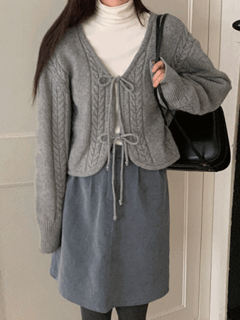 tow ribbon cardigan (4color) 울45, 그레이 당일발송