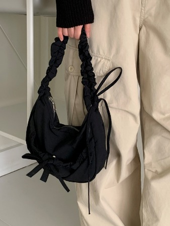 ribbon pleated bag (4color) 실버 당일발송