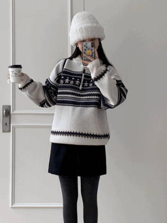 grid wool mini skirt (2color) 울70